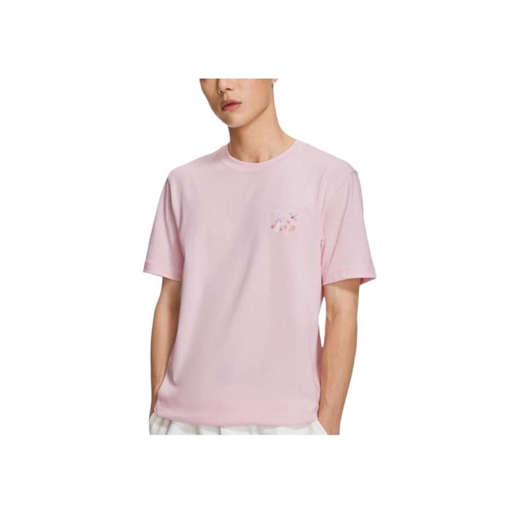 Li-Ning SS22 Cherry Blossom Series Повседневная футболка с коротким рукавом с принтом Cherry Blossom Топы унисекс Розовые AHSS907-2