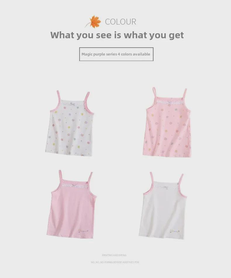 Хлопковая кружевная майка для девочек – летняя майка в корейском стиле для малышей и детей