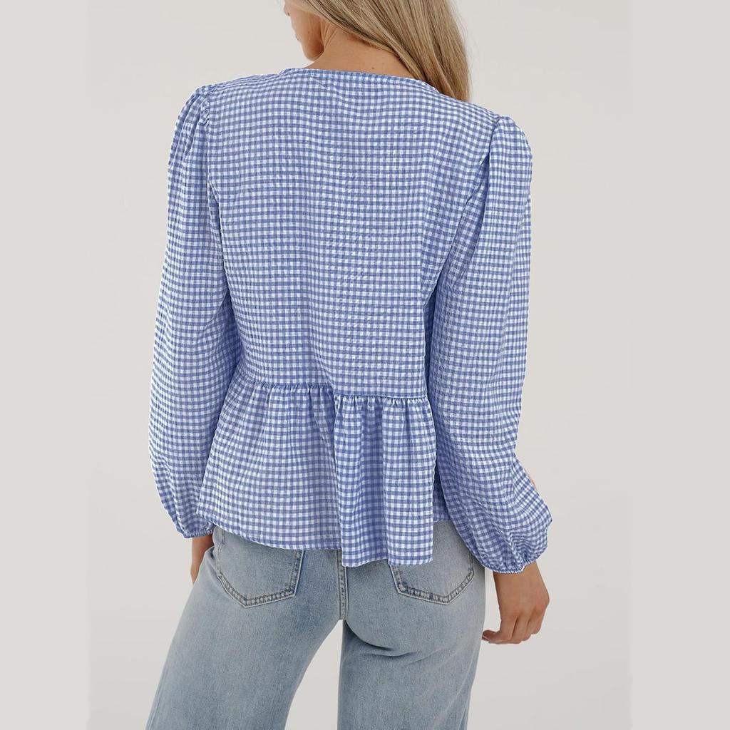 Женский топ с завязками спереди и баской Y2k Puff с короткими рукавами и бантом на шнуровке, блузки Babydoll с оборками по подолу