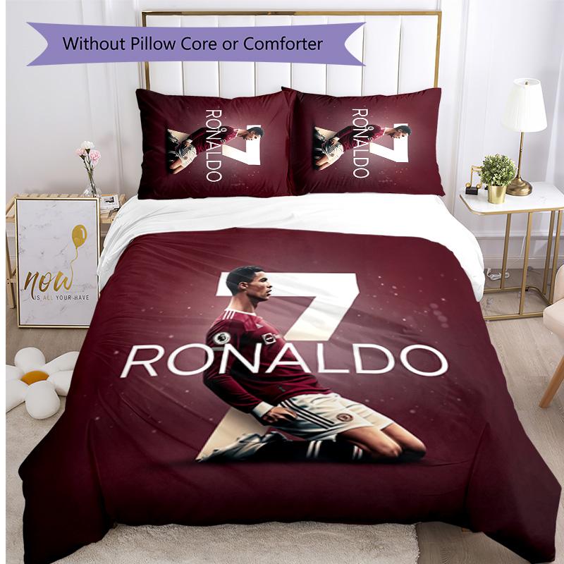 Cristiano Ronaldo Printed Bedding 3 Piece Set Cozy Breathable Bed Cover Set as Housewarming Holiday Gift