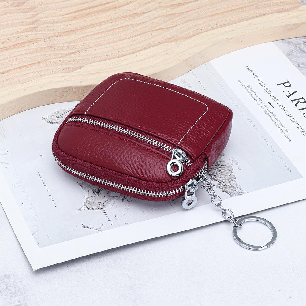 Женский мини-кошелек для монет из натуральной кожи на молнии - Компактное хранение водительского удостоверения, помады и наушников.