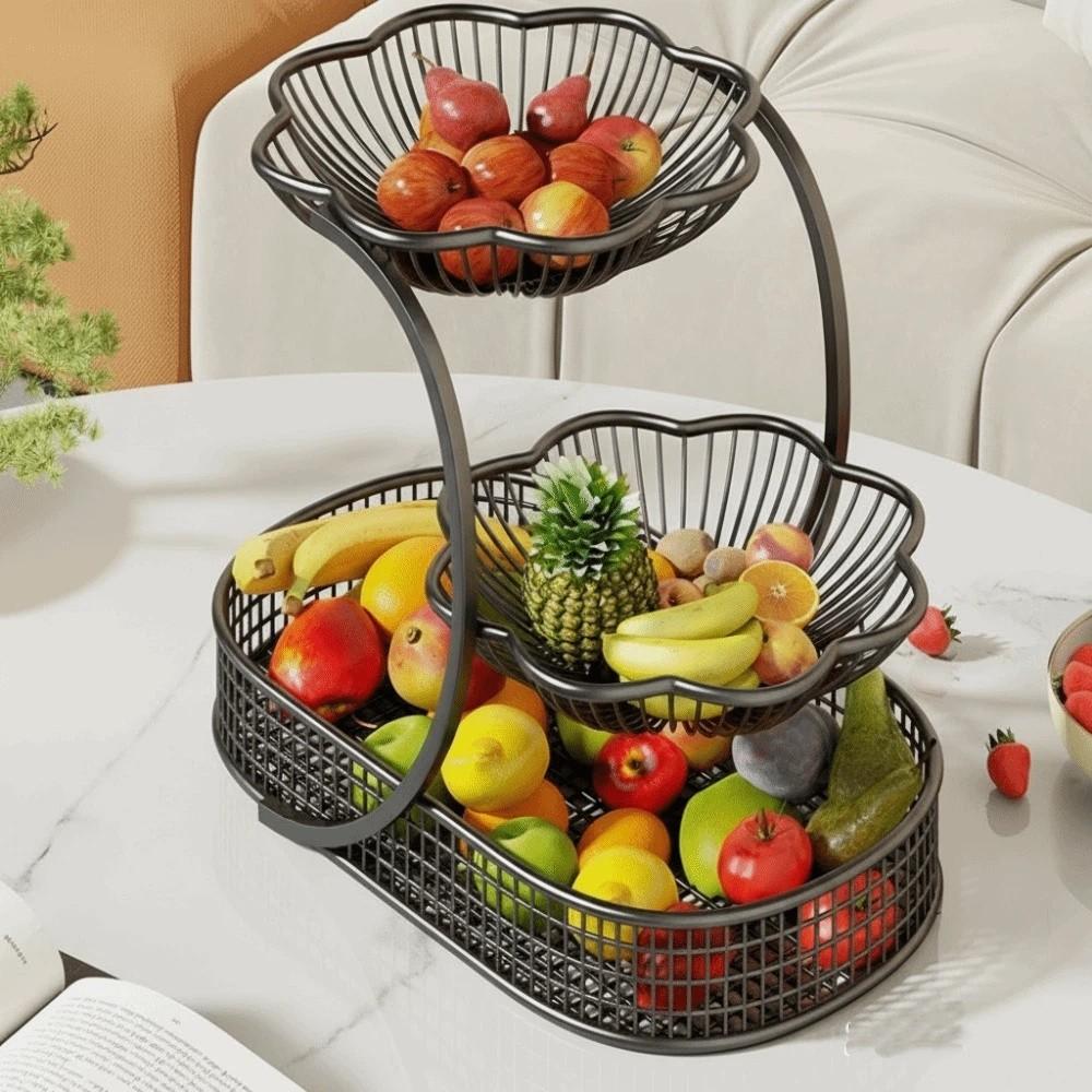 Metal Vegetable Storage Rack Large Capacity Fruit Basket Snack Display Rack Kitchen