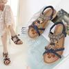 Fashion Fashion Plus Size Flat Flower Rhinestone Sandals Open Toe Outdoor Wear Beach Sandals Luxury Sandals Women Designers