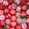 20Pcs Mixed Red Round Strawberry Acrylic Beads Lightweight for DIY Bracelet Necklace Party Decor Craft Making Accessories