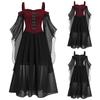 Ayollar modasi Halloween uchun chiqish kostyumi Vintage gotik bir xil rangli patchwork ko'ylaklar