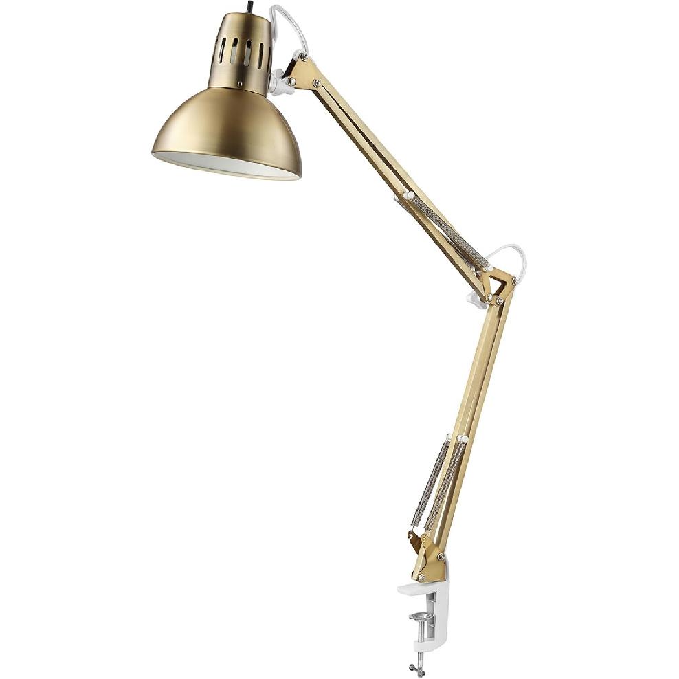 Globe Electric 56963 31.5" Multi-Joint Desk Lamp with Metal Clamp, Black, On/Off Rotary Switch on Shade, Partially Adjustable Swing Arm, Home