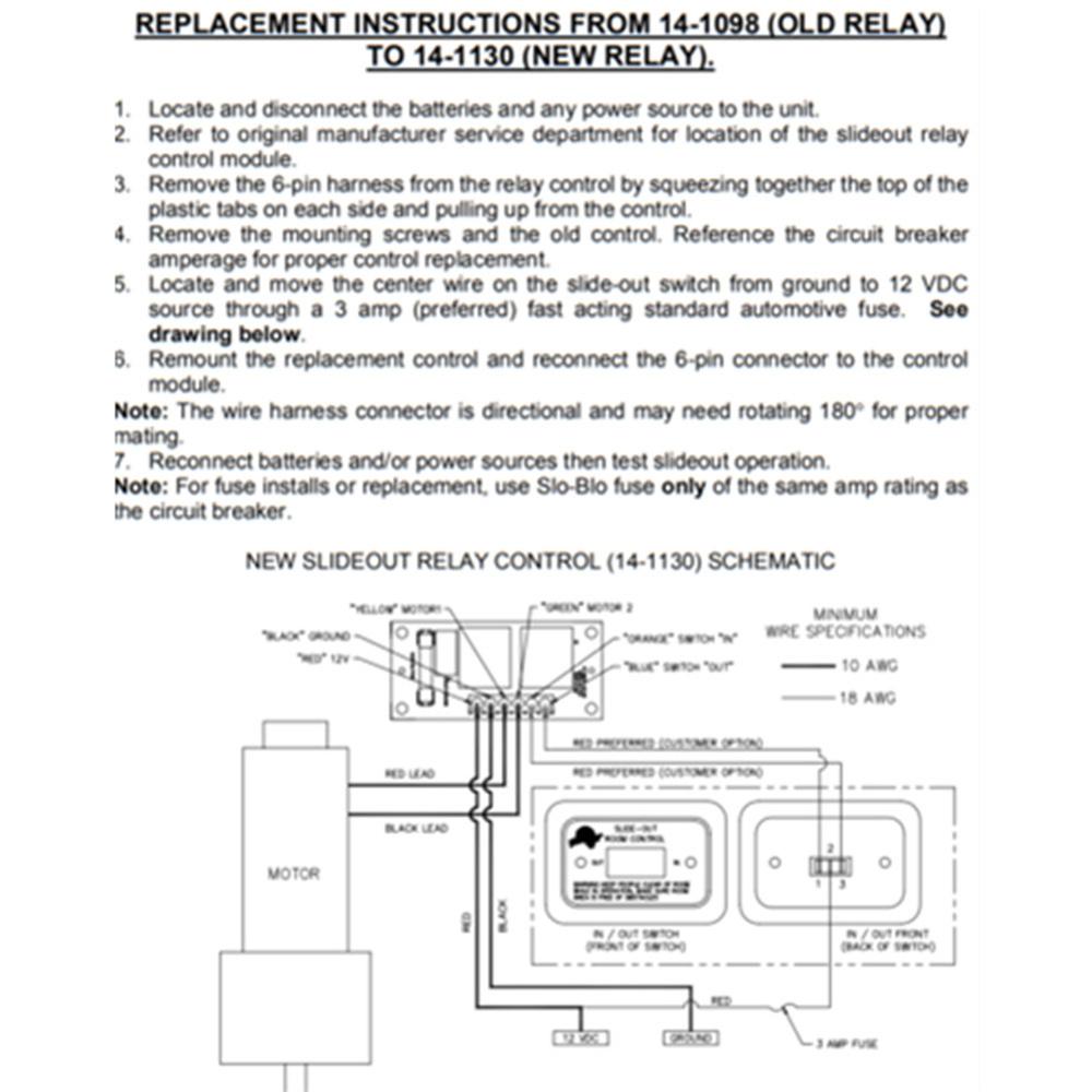 Блок управления реле выдвижной секции для RV Power Gear 14-1130/140-1130.