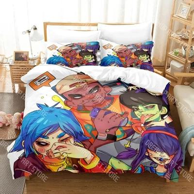 Модный Постельное белье с принтом Gorillaz Аниме Комплект постельного белья Односпальный Полуторный Двуспальный Евро Размер Кинг-сайз Комплект постельного белья для детской комнаты Комплекты с пододеяльником Комплект простыней