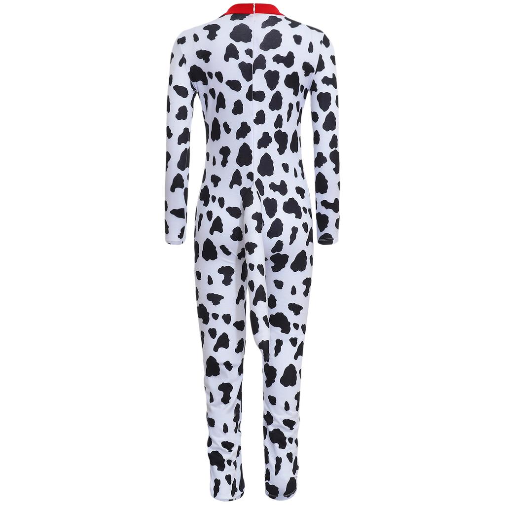 Детский костюм далматинца унисекс, боди с длинным рукавом, 3D хвост, комбинезон щенка, одежда для Хэллоуин-вечеринки