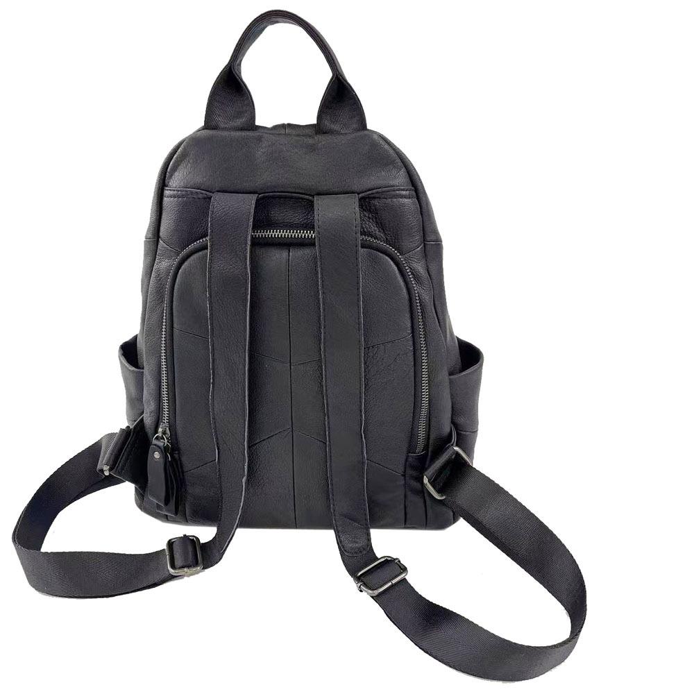 Кожаный рюкзак женский черный воловья кожа женский рюкзак универсальный мягкий кожаный молния сзади дизайн против кражи женская сумка