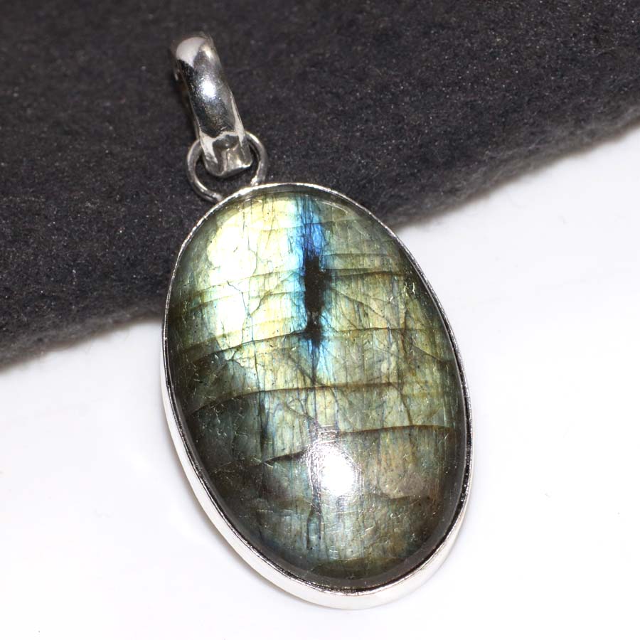 Fiery Labradorite 925 Silver Plated Pendant 1.6" Gifts Limited Stock Deal w8C40