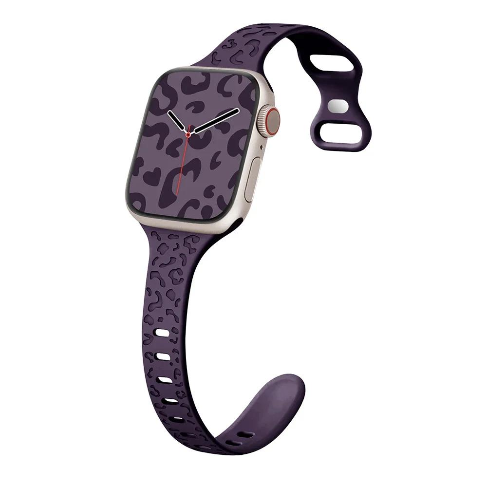 Тонкий ремешок для Apple Watch Band 40 мм, 41 мм, 42 мм, 38 мм, 49, 44 мм, 45 мм, силиконовый браслет с гравировкой Correa Series 8, 7, 6, 9, 5, 4, 3 SE Ultra