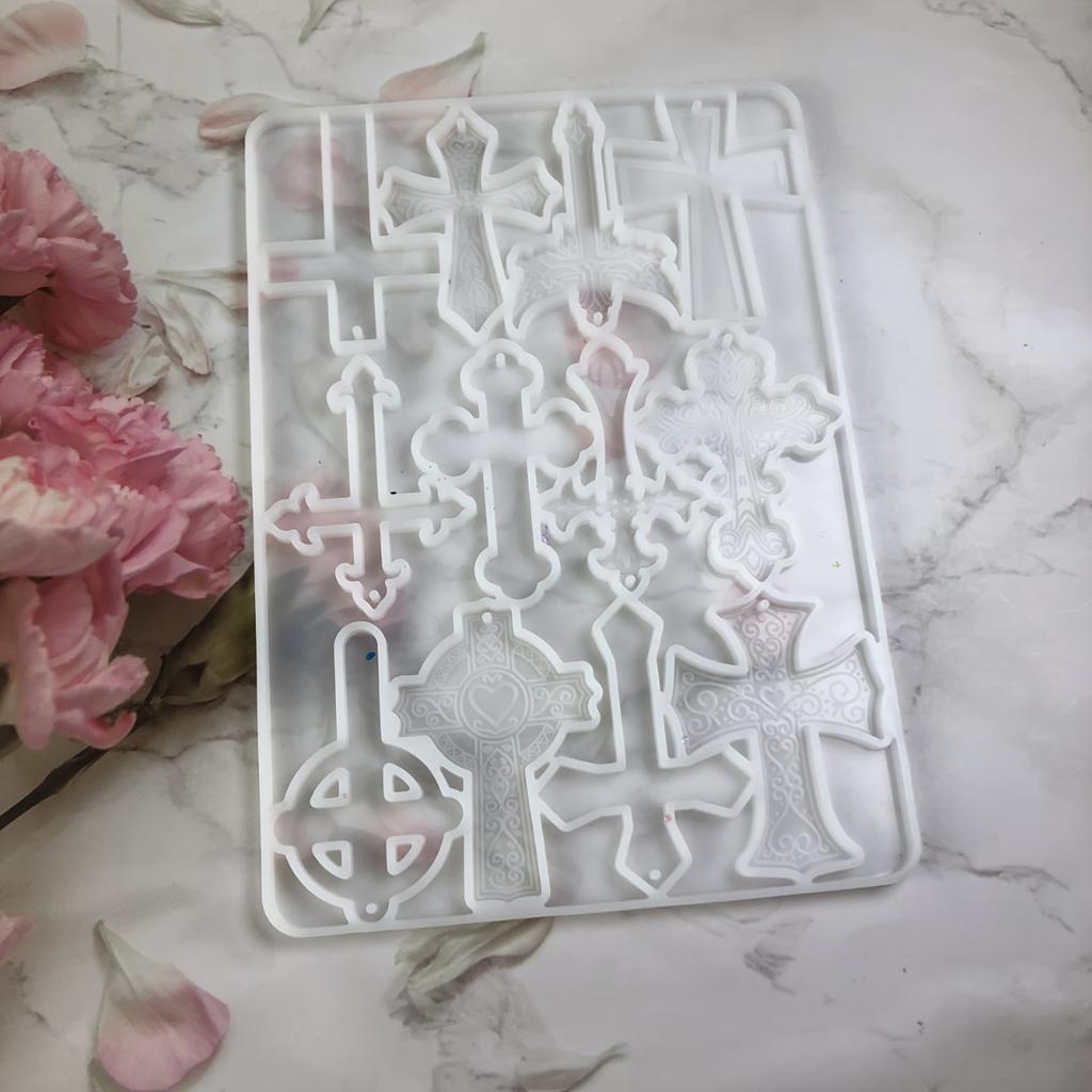 Силиконовые формы для брелоков из смолы, DIY Craft Подвеска Брелок Декор для рюкзака, Силиконовые формы прямоугольной формы для литья из смолы, с несколькими крестообразными узорами