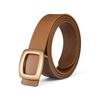 Женский ремень-аксессуар для юбки из двухслойной коровьей кожи с квадратной пряжкой, гладкой пластиной и пуговицей
