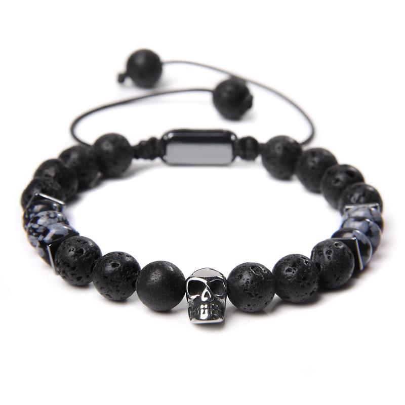JYL TS Bracelet Men's Skull  Braided Minimalist Attracts Courage & Positive Vibe