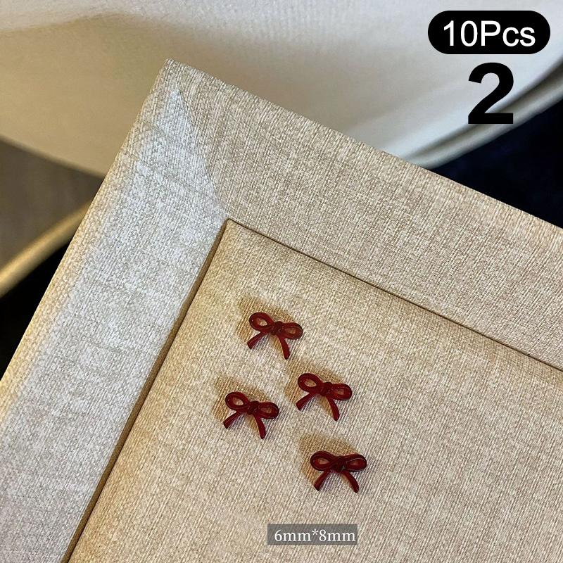 10 шт. Красные смоляные длинные ленты Шармы для нейл-арта Каваи Бант Стразы для украшения ногтей DIY Маникюр Орнамент Аксессуары Принадлежности