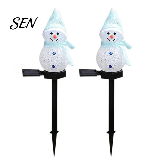 Водонепроницаемые Солнечные Садовые Украшения 2 шт. Снеговики Садовые Фонари, Рождественские Фигурки для Освещения Дорожек со Штырями Газон Патио