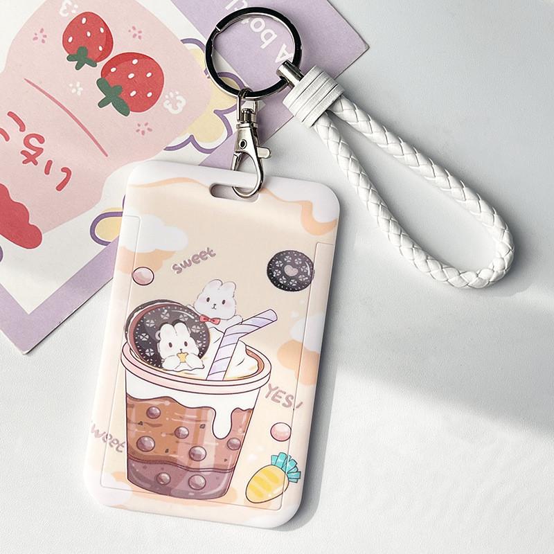 Чехол с мультяшным принтом, идентификационная бирка, чехол для рабочей карты с эластичным ремешком на запястье, держатель для бейджа, чехол для деловой карты доступа