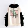 Толстовка с длинными рукавами и рисунком динозавра из смеси хлопка для девочек-подростков, зимняя с капюшоном для дома