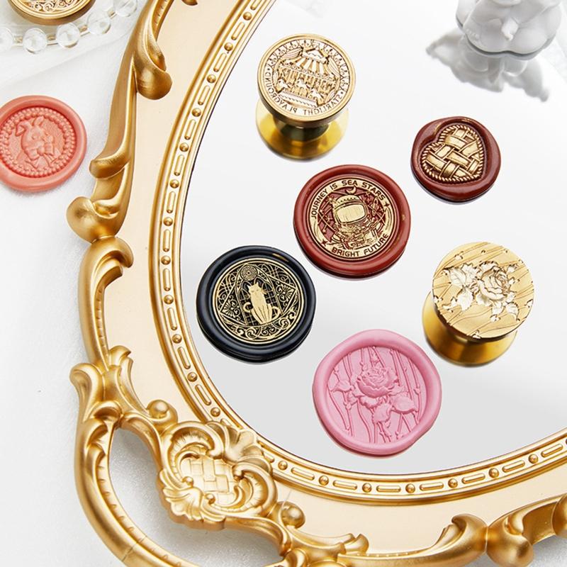 Antique Metal Seal Stamp Head for Journal Craft Embellishment 30mm Round Seal Stamp Head for Craft Embellishment