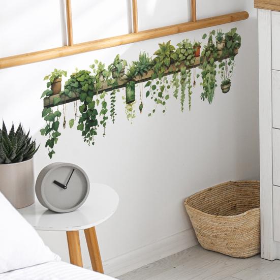 90x30 см зеленые растения стикер на стену ПВХ комната самоклеящаяся современная гостиная водонепроницаемая детская спальня в горшке