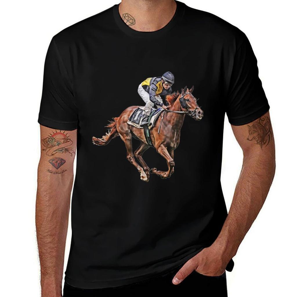 Horse Race Tshirt Unisex T Shirt Summer Black Cotton Tshirt Plain For Unisex Package Tshirt