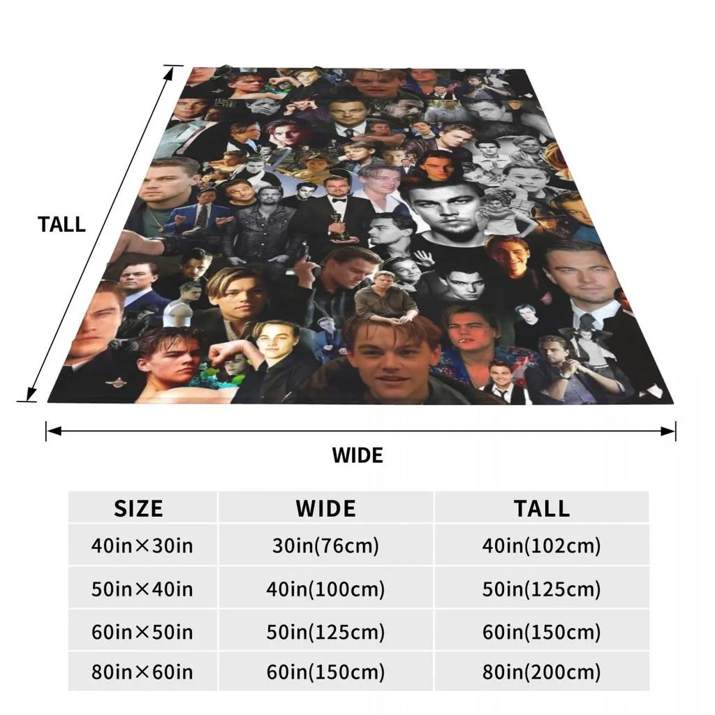 Leonardo Dicaprio Collage Fuzzy Blanket Vintage Throw Blankets for Home Hotel Sofa 150*125cm Quilt