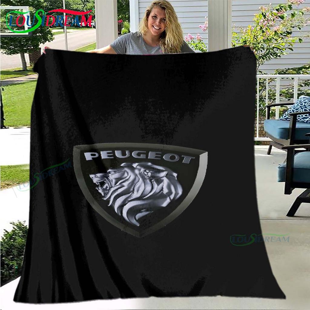 Fashion Car P-Peugeot Logo Blanket Flannel Throw Blanket For Home Bedroom Bed Sofa Picnic Office Hiking Leisure Nap Gift