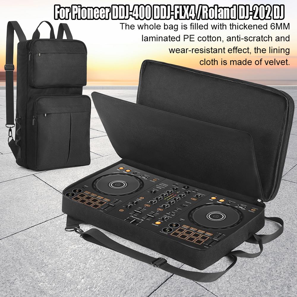 DJ Backpack for Pioneer DDJ-400/DDJ-FLX4/Roland DJ-202 DJ Controller Case Carrying Case Adjustable Shoulder Strap Storage Bag