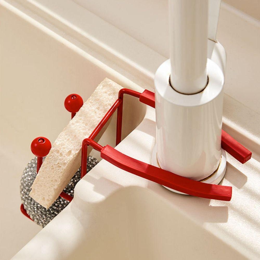 Metal Kitchen Sink Organizer Iron Sponge Holder Storage Shelf Sink Drying Rack Faucet Mount