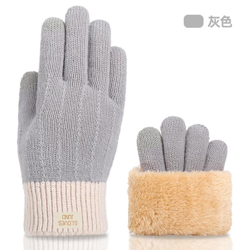 New Warm and Cold Touch Screen Gloves Thickened and Velvet Women's Winter Knitted Gloves To Keep Out the Cold