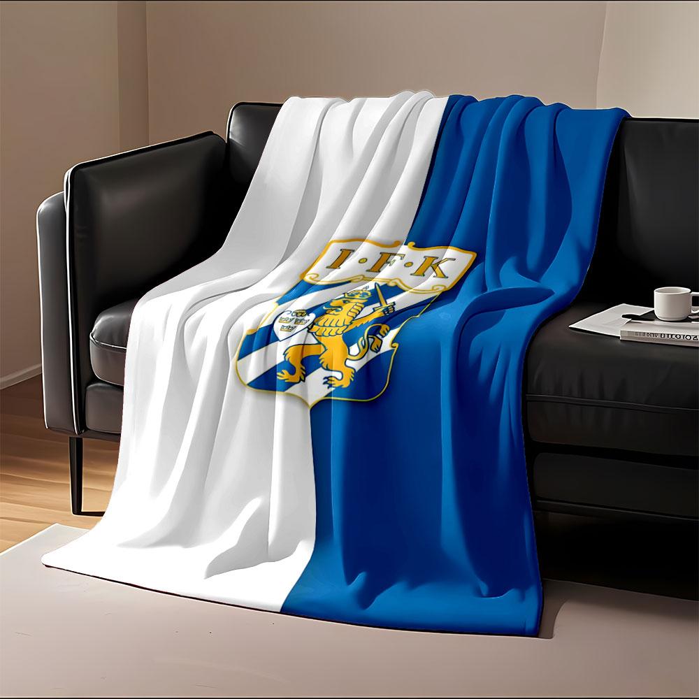 Blue and White Lion Emblem print blanket soft and cozy perfect for the living room bed sofa or a nap,gift
