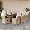 VidaXL Garden Dining Set and Cushions 9 Pcs Beige Poly Rattan, Outdoor Dining Set 3276810