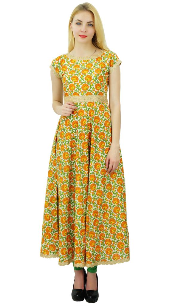 Phagun Women Ethnic Top Dress Designer Kurta Cotton Floral Anarkali Kurti