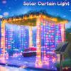 1 упаковка, 100-600 светодиодов, Солнечные наружные гирлянды-шторы "Фея", 8 режимов, для свадьбы, вечеринки, окна, балкона, патио, карниза, сада, рождественского украшения