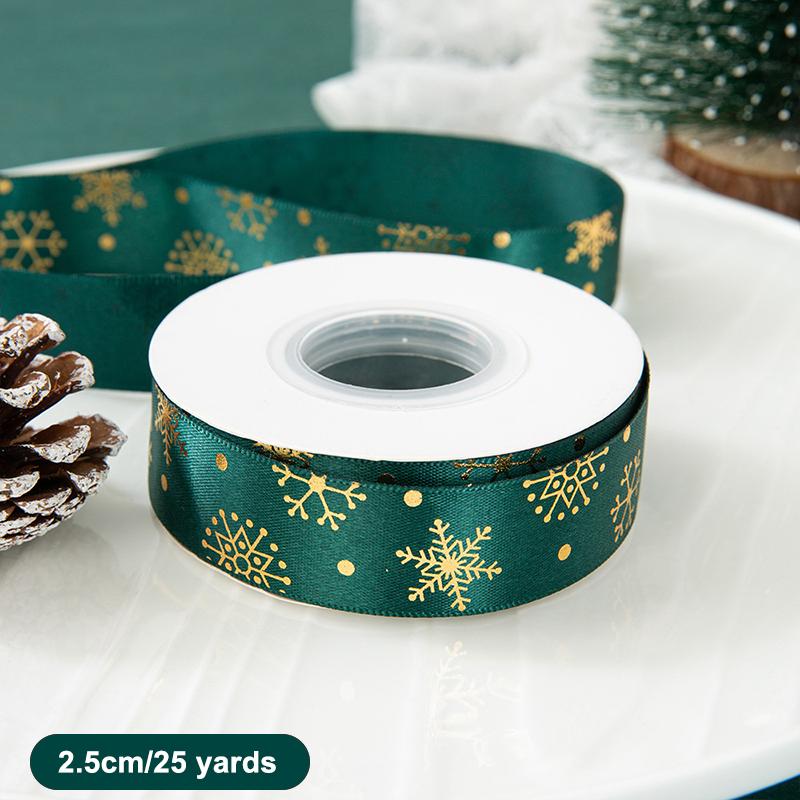 25Yard Width 2.5Cm Christmas Ribbon Diy Bow Gift Bouquet Packaging Home Garden Christmas Tree Decoration Supplies