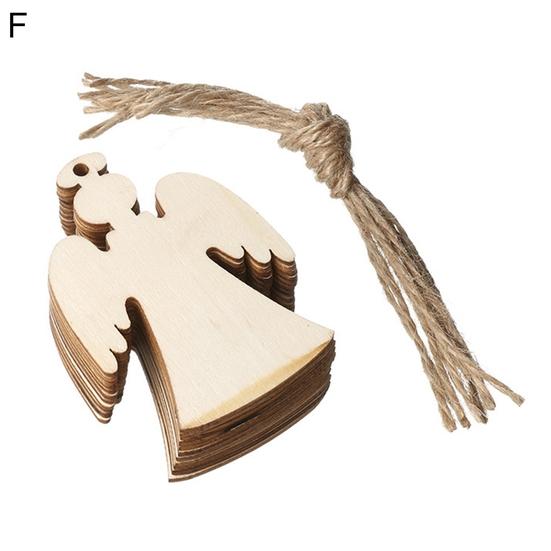 10 компл. рождественской елки с заусенцами, подвесная толщина, бесплатная форма, лазерная резка по дереву, мультяшная форма, резьба по дереву