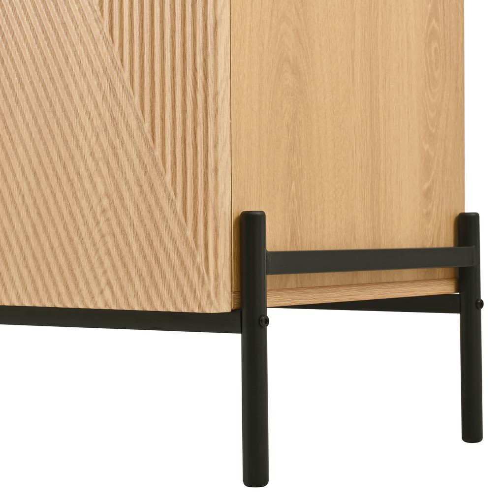 Modern Sideboard with Geometric Structure, Double Doors, Middle Drawer, Multifunctional Storage Cabinet for Living/Dining Room