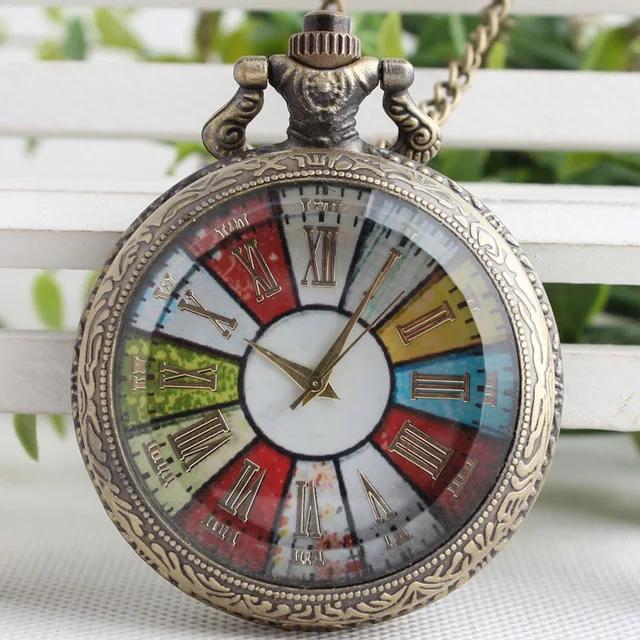 Винтажные карманные часы в стиле стимпанк, бронзовые, с арабскими цифрами, на кварцевой цепочке-ожерелье, модный хронометр в стиле чайного стакана для мужчин и женщин