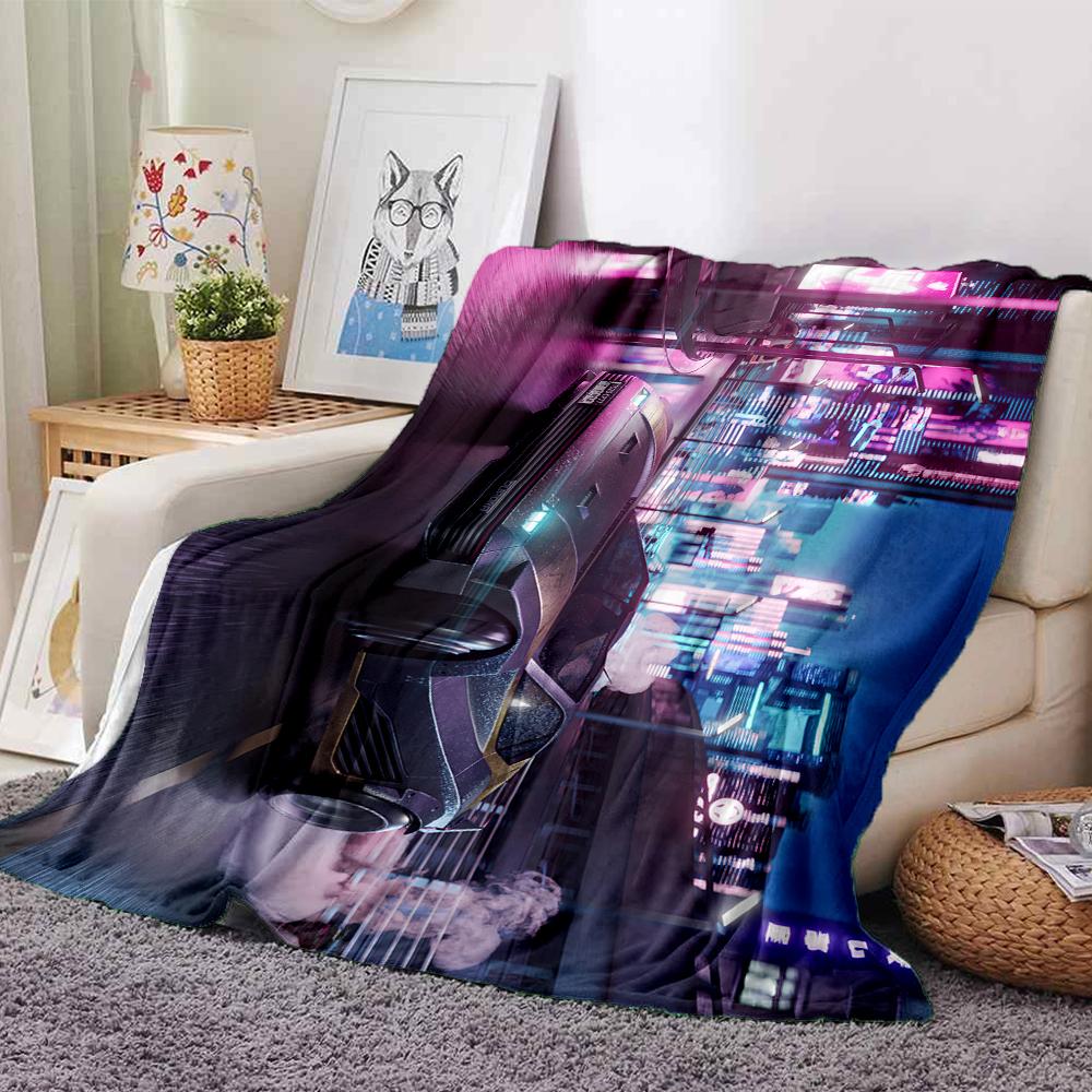 Futuristic Cityscape Drive Blanket Soft Throw Blanket For Home Bedroom Bed Sofa Travel Office Solid Christmas Blanket
