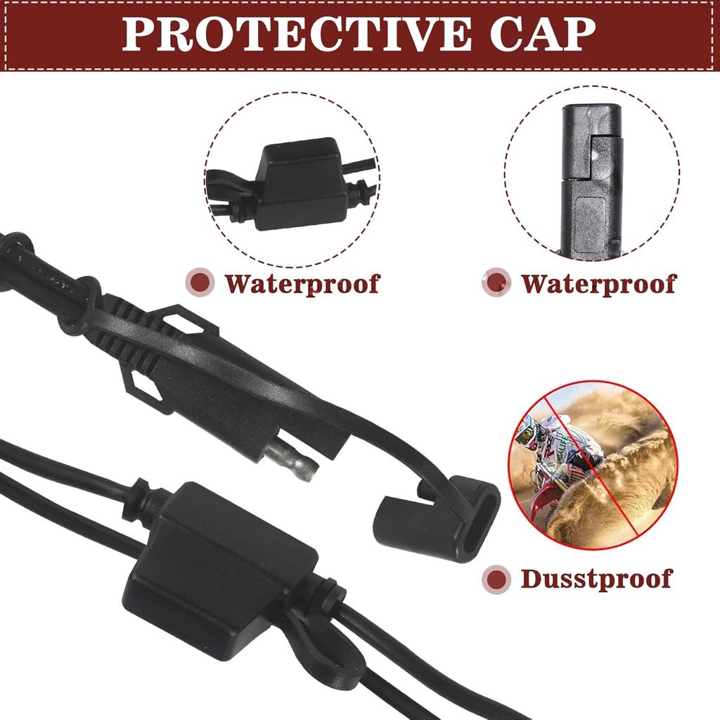 [ 6 PACK] Sae To O Ring Terminal Harness 2FT - Sae Eyelet Ring Terminal Cable 16Awg Motorcycle Battery Trickle Charger Extension Cord With Sae