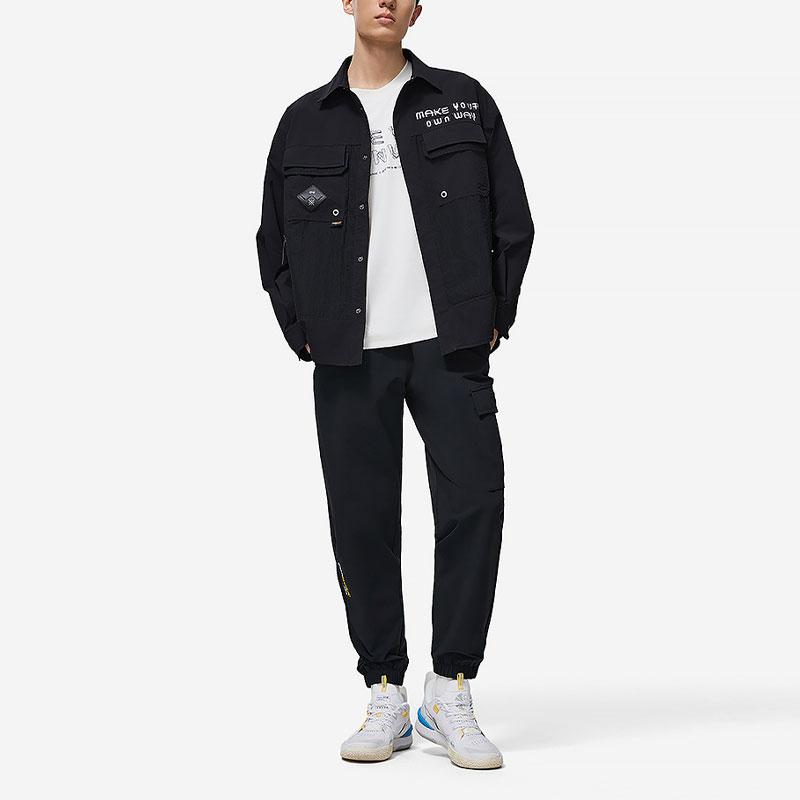 Li-Ning Wade Series Solid Color Tapered Multi-Pocket Woven Knit Sports Pants Men Pants Black AYKU013-1