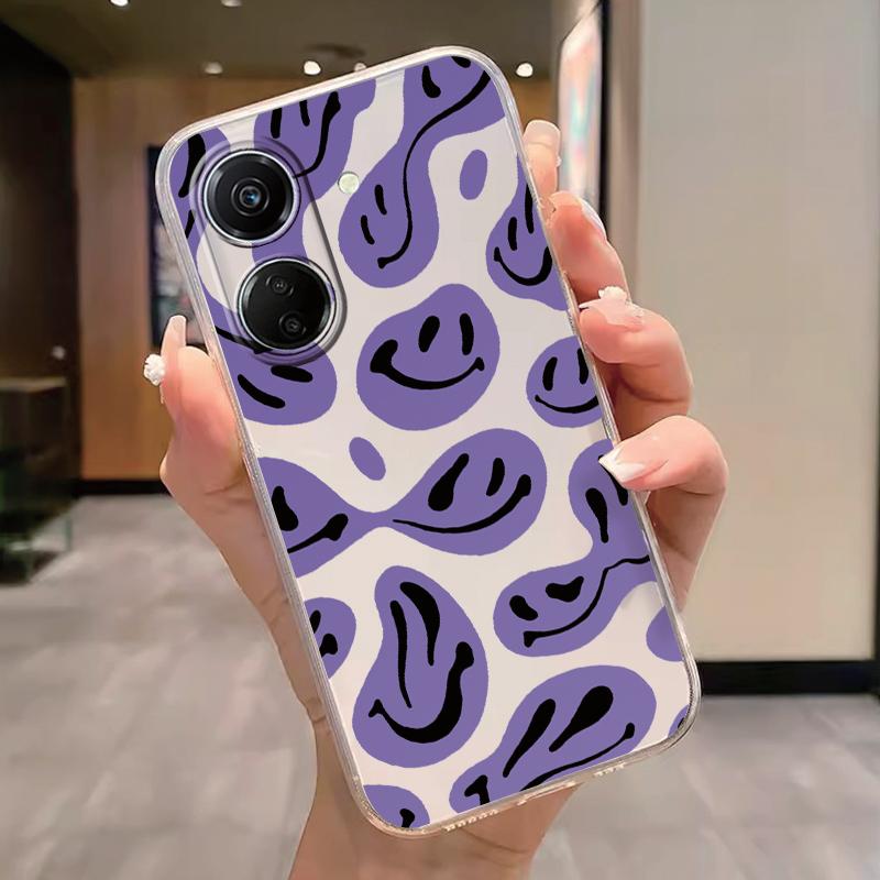 Прозрачный чехол для телефона Poco C65 Redmi Note 15 Pro+ Plus 14C Чехол Мультяшные Цветы Мягкий ТПУ Ударопрочный Funda Сумки Сердце Прозрачный