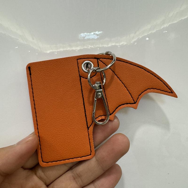 Bat Lip Balm Holder Lighter Case Keychain Pu Leather Wing Design Punk Style Pendant Accessories Lighter Protective Leather Case
