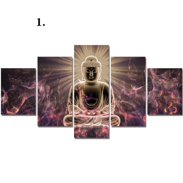HD Print Modular 5 PiecesBuddhism Meditation Posters Canvas Painting Art Modern Home Decor for Living Room Wall Picture No Frame