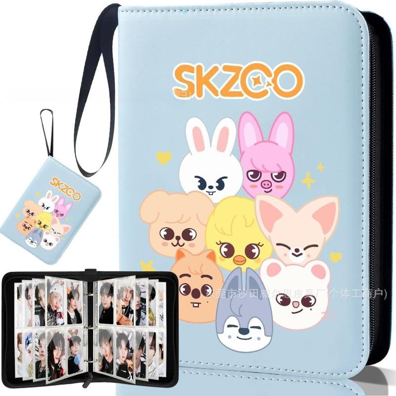 Горячий альбом-папка на молнии Skzoo StrayKids для фотокарточек, 400 карманов, с блестками, K-pop айдол, коллекция карт, с ремешком на запястье для фанатов Skz