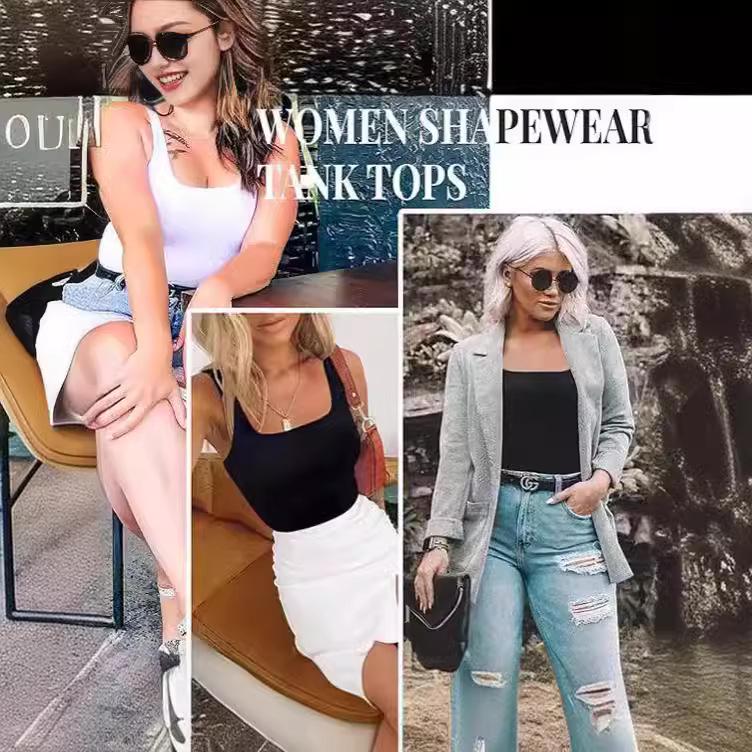 Женская европейская и американская утягивающая майка-комбинация с квадратным вырезом – Контроль живота, Формирование фигуры, Бесшовный жилет