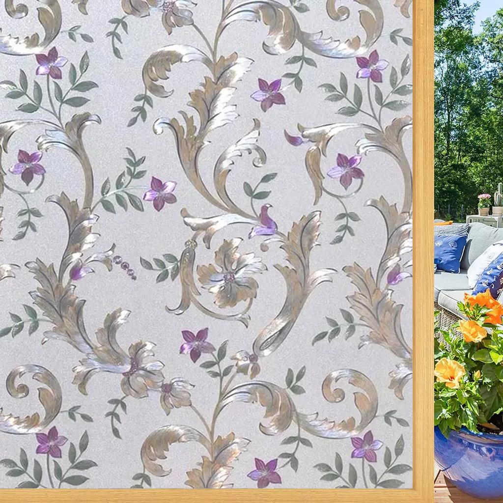 75/90 Cm Rainbow Window Privacy Film, Decorative Stained Glass Window Stickers, Static Cling Holographic No Glue Frosted Anti-UV