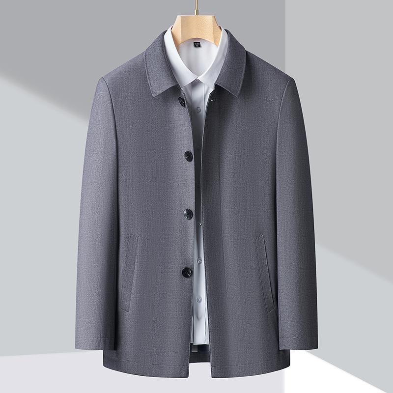 Spring and Autumn New Wool Men's Jackets for Middle-aged and Elderly Dads Spring and Autumn Business Casual Lapel Jackets
