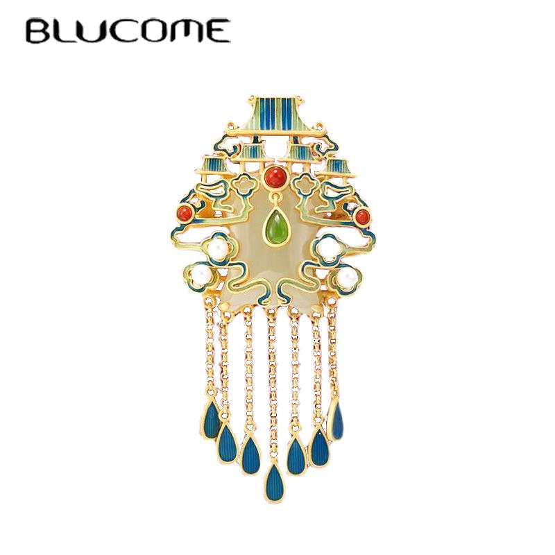 Blucome Качественная эмалированная медная брошь в стиле ретро, ​​заколки с кисточками для женщин и мужчин, костюм, шарф, булавки для хиджаба, подарки